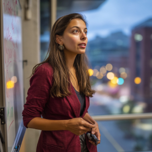 A female instructor teaching a class